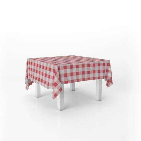Mantel Papel 100X100 Cuadros Rojo