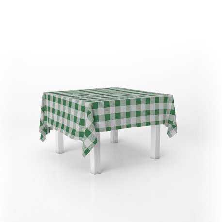 Mantel Papel 100X100 Cuadros Verdes