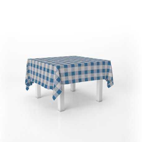 Mantel Papel 100X100 Cuadros Azules