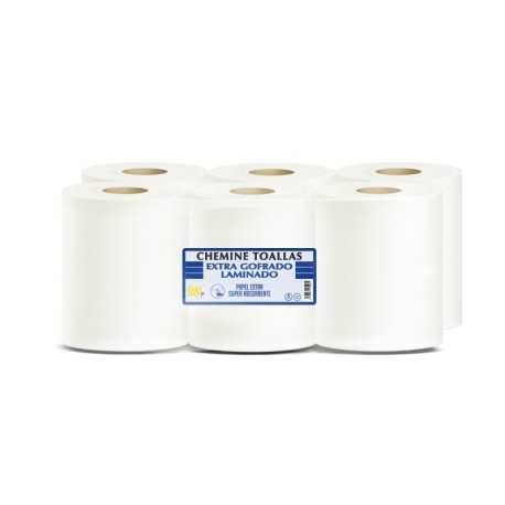 Papel Secamanos Blanco Gofrado PP (6Rollos/Fardo) - Dermohigiene