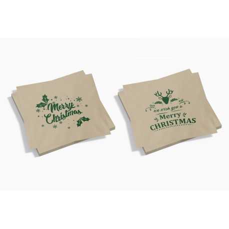 Servilleta 20x20 PP BIO ECO ecológica cocktail Navidad Merry Christmas Verde